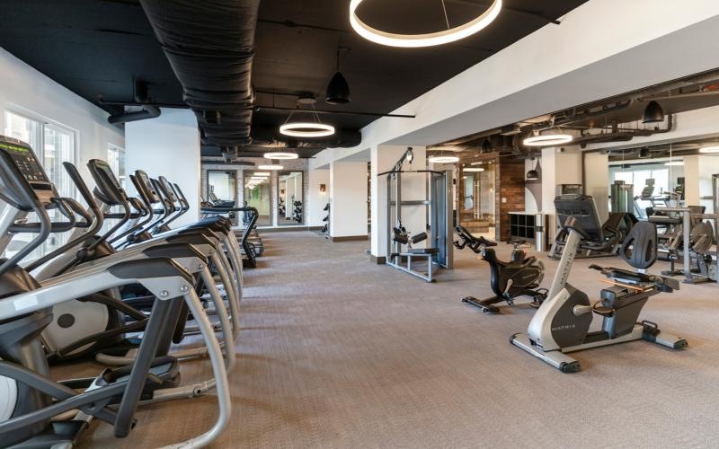 a gym with exercise equipment